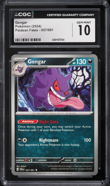 2024 Pokemon Scarlet & Violet Paldean Fates Gengar #57 CGC 10 GEM MINT