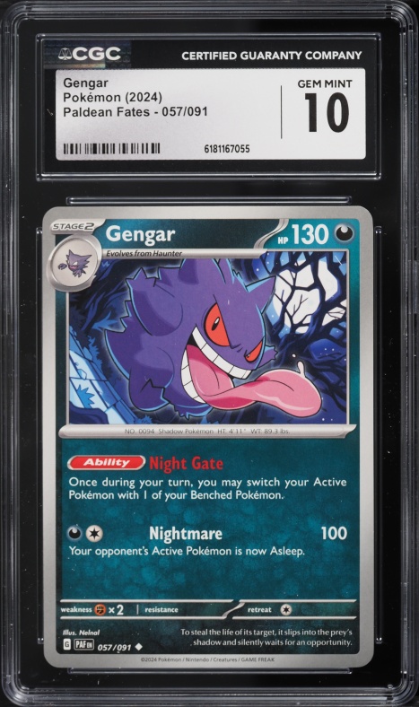 2024 Pokemon Scarlet & Violet Paldean Fates Gengar #57 CGC 10 GEM MINT