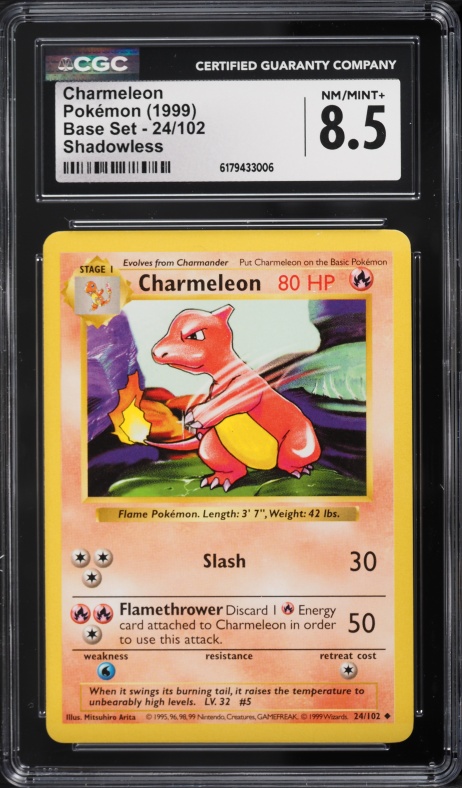 1999 Pokemon Base Set Shadowless Charmeleon #24 CGC 8.5 NM-MT+