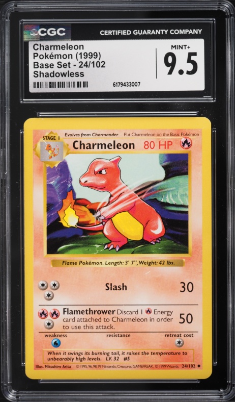1999 Pokemon Base Set Shadowless Charmeleon #24 CGC 9.5 MINT+