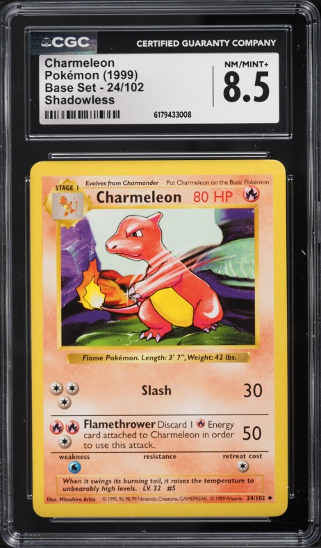 1999 Pokemon Base Set Shadowless Charmeleon #24 CGC 8.5 NM-MT+