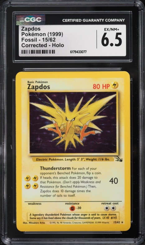 1999 Pokemon Base Set Holo Zapdos #16 CGC 8.5 NM-MT+ on Fanatics