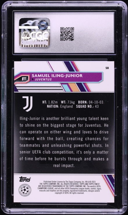 2022 Finest UEFA CC Superfractor Samuel Iling-Junior ROOKIE 1/1 #58 CGC 10 GEM MINT