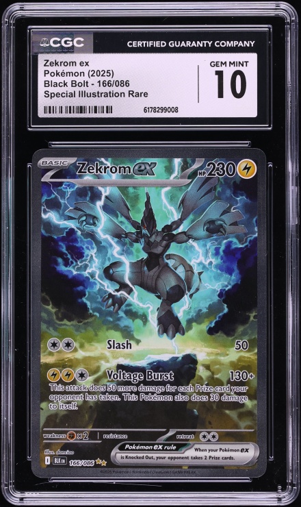 2025 Pokemon Scarlet & Violet Black Bolt SIR Zekrom Ex #166 CGC 10 GEM MINT