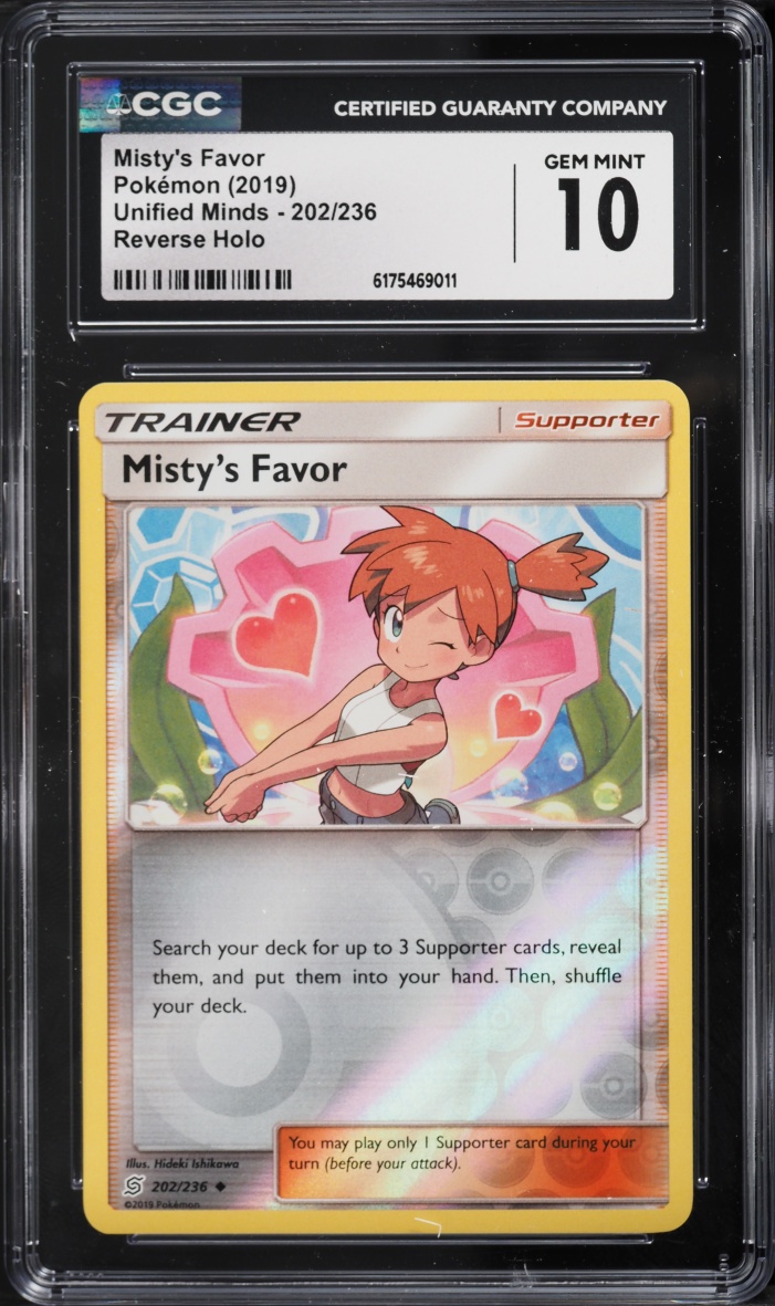 2019 Pokemon Sun & Moon Unified Minds Reverse Holo Misty's Favor #202 CGC 10 GEM MINT