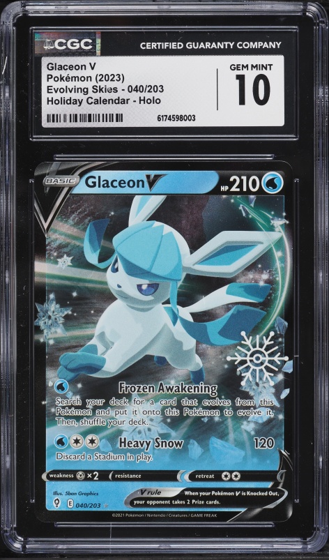 2023 Pokemon Sword & Shield Evolving Skies Holiday Calendar Glaceon V #40 CGC 10 GEM MINT
