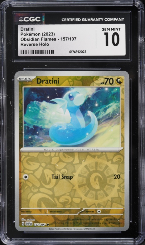 2023 Pokemon Scarlet & Violet Obsidian Flames Reverse Holo Dratini #157 CGC 10 GEM MINT