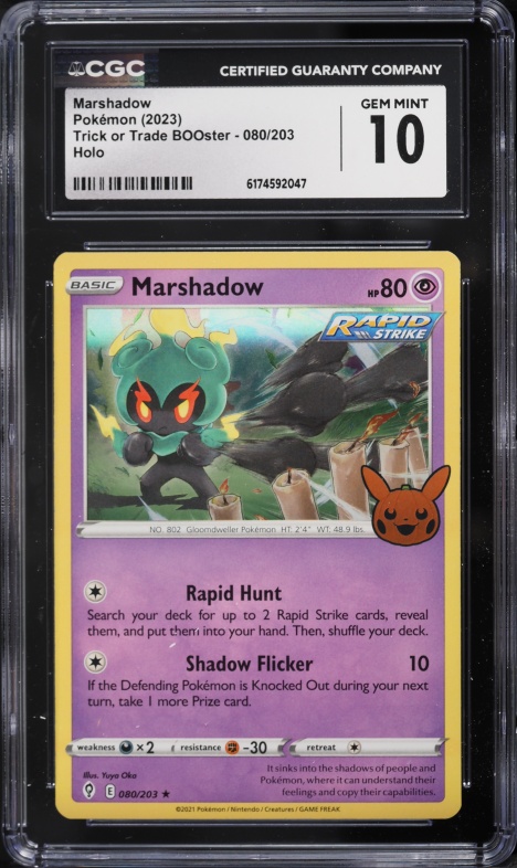 2023 Pokemon Scarlet & Violet Trick Or Trade BOOster Holo Marshadow #80 CGC 10 GEM MINT