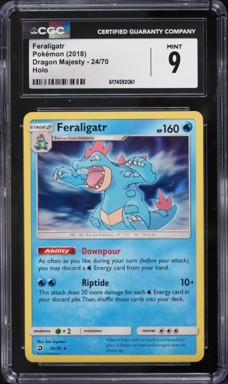 2018 Pokemon Sun & Moon Dragon Majesty Holo Feraligatr #24 CGC 9 MINT