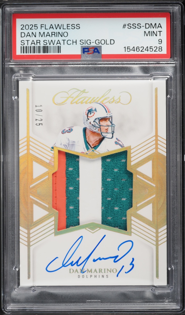 2025 Panini Flawless Star Swatch Gold Dan Marino PATCH AUTO /25 #SSS-DMA PSA 9 MINT