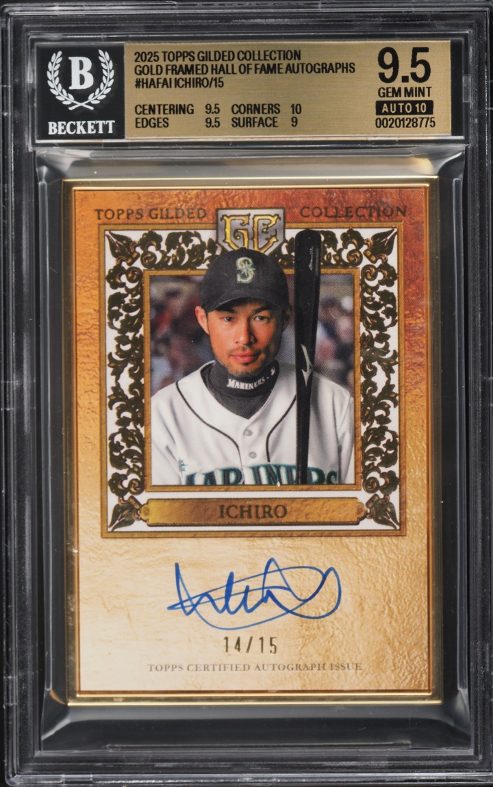 2025 Topps Gilded Collection Gold Framed Hall Of Fame Ichiro AUTO /15 #HAFA-I BGS 9.5 GEM MINT