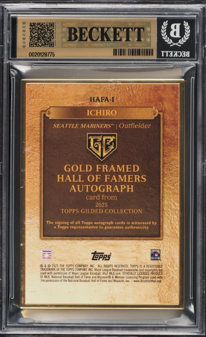 2025 Topps Gilded Collection Gold Framed Hall Of Fame Ichiro AUTO /15 #HAFA-I BGS 9.5 GEM MINT