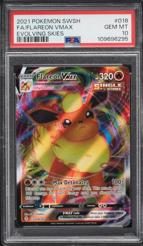 2021 Pokemon Sword & Shield Evolving Skies Full Art Flareon VMAX #18 PSA 10 GEM MINT