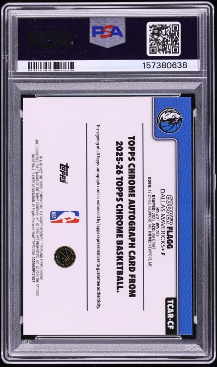 2025 Topps Chrome Cooper Flagg ROOKIE AUTO #TCAR-CF PSA 9 MINT
