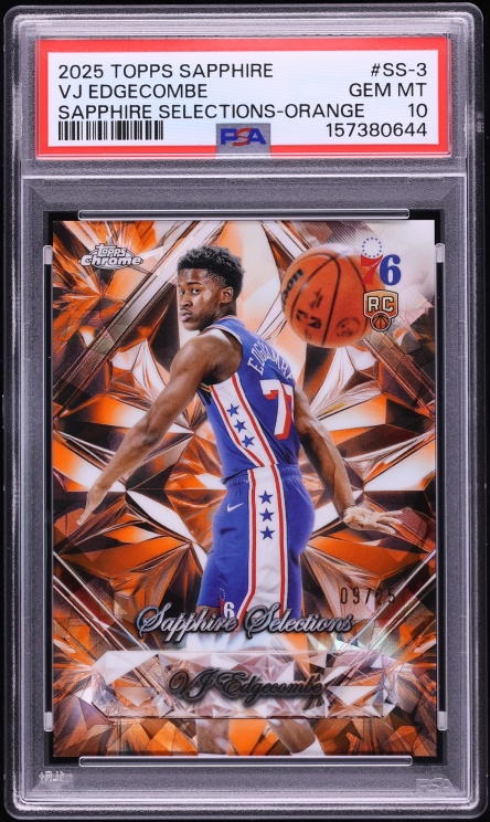 2025 Topps Chrome Sapphire Edition Selections Orange VJ Edgecombe ROOKIE /25 #SS-3 PSA 10 GEM