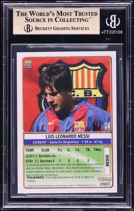 2004 Mundi Cromo Liga Soccer Lionel Messi ROOKIE #617 BGS 9.5 GEM MINT