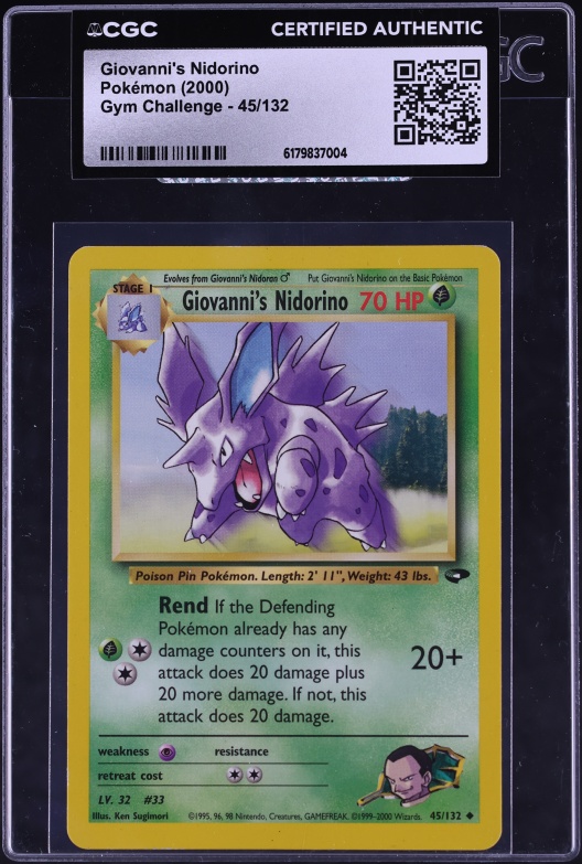 2000 Pokemon Gym Challenge Giovanni's Nidorino #45 CGC AUTH