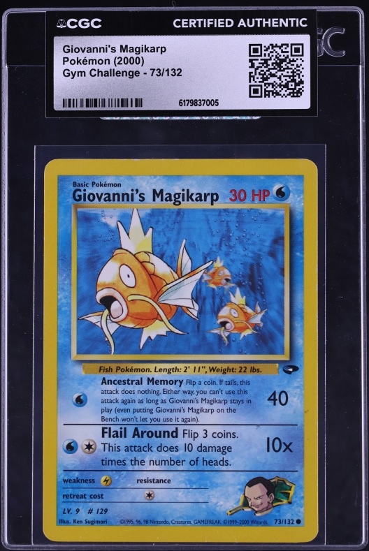 2000 Pokemon Gym Challenge Giovanni's Magikarp #73 CGC AUTH