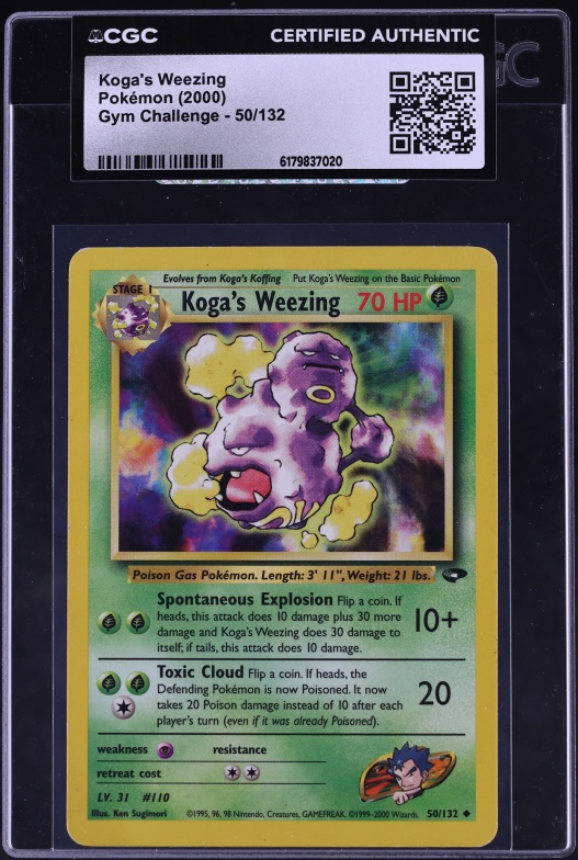 2000 Pokemon Gym Challenge Koga's Weezing #50 CGC AUTH