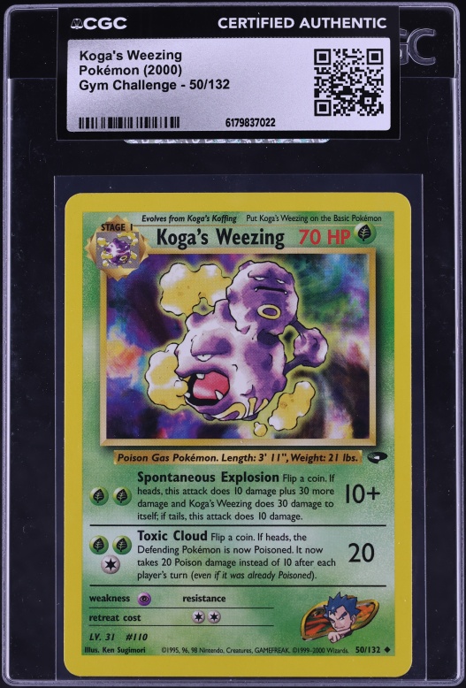 2000 Pokemon Gym Challenge Koga's Weezing #50 CGC AUTH