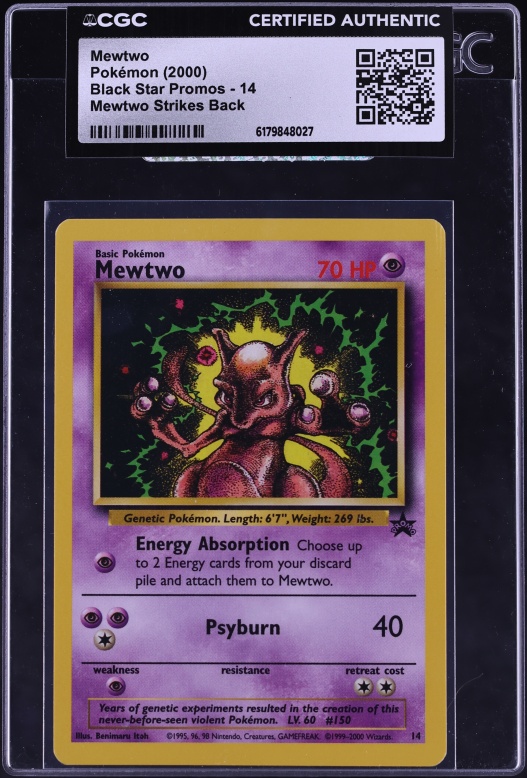 2000 Pokemon Movie Black Star Promo Mewtwo #14 CGC 9.5 MINT+ on