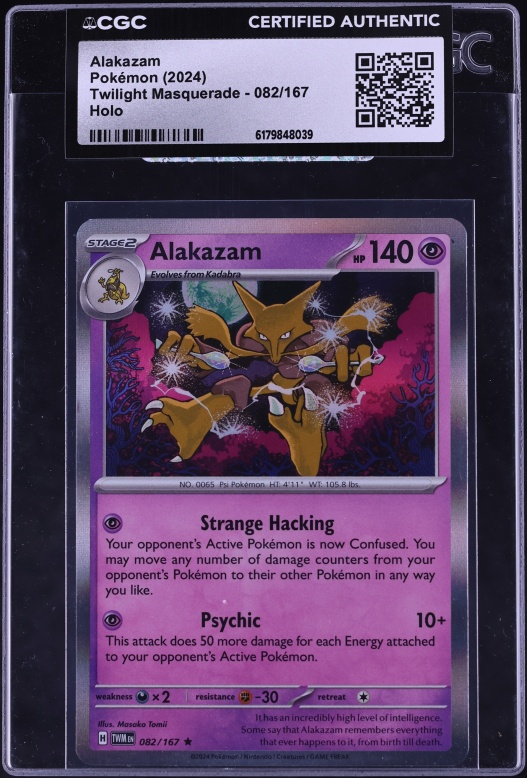 2024 Pokemon Scarlet & Violet Twilight Masquerade Holo Alakazam #82 CGC AUTH