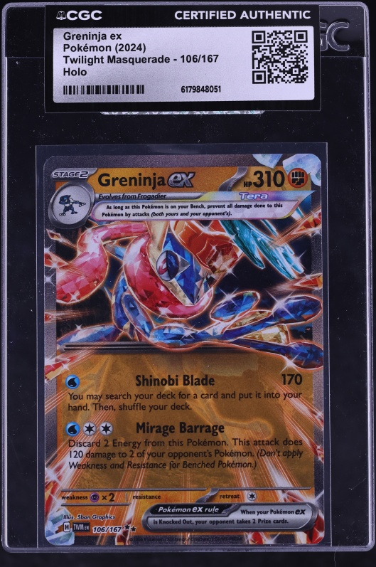 2024 Pokemon Scarlet & Violet Twilight Masquerade Holo Greninja ex #106 CGC AUTH