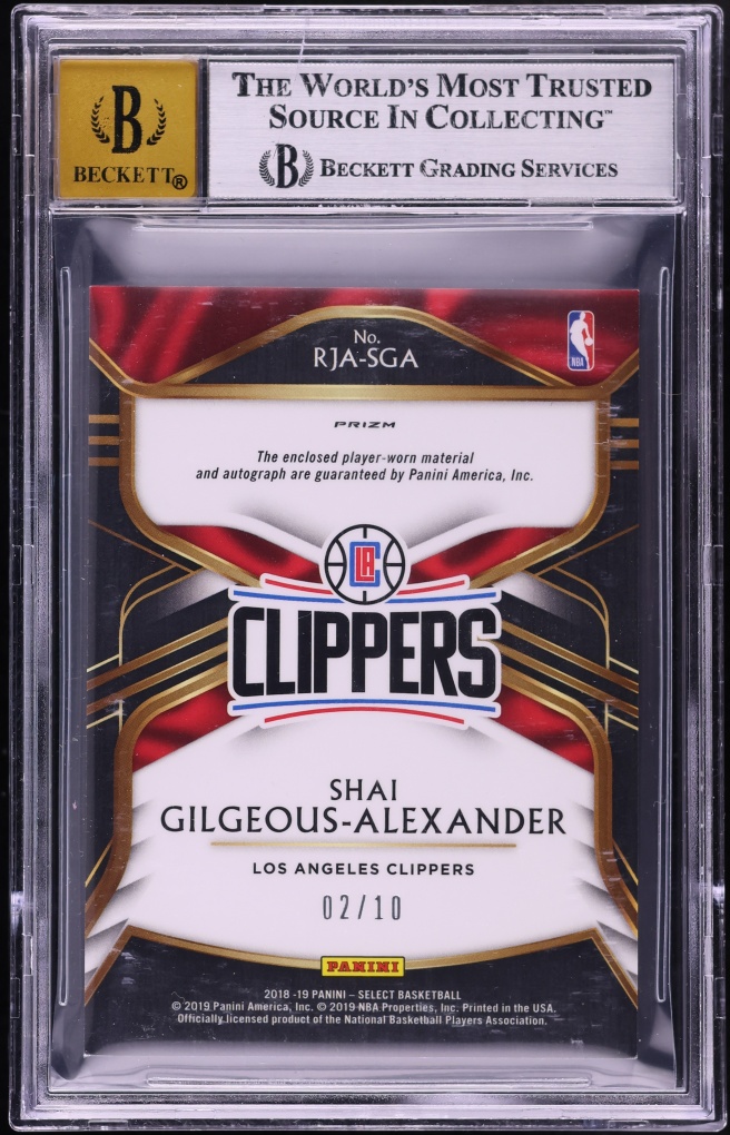 2018 Select Gold Prizm Shai Gilgeous-Alexander ROOKIE PATCH AUTO /10 #RJA-SGA BGS 9 MINT