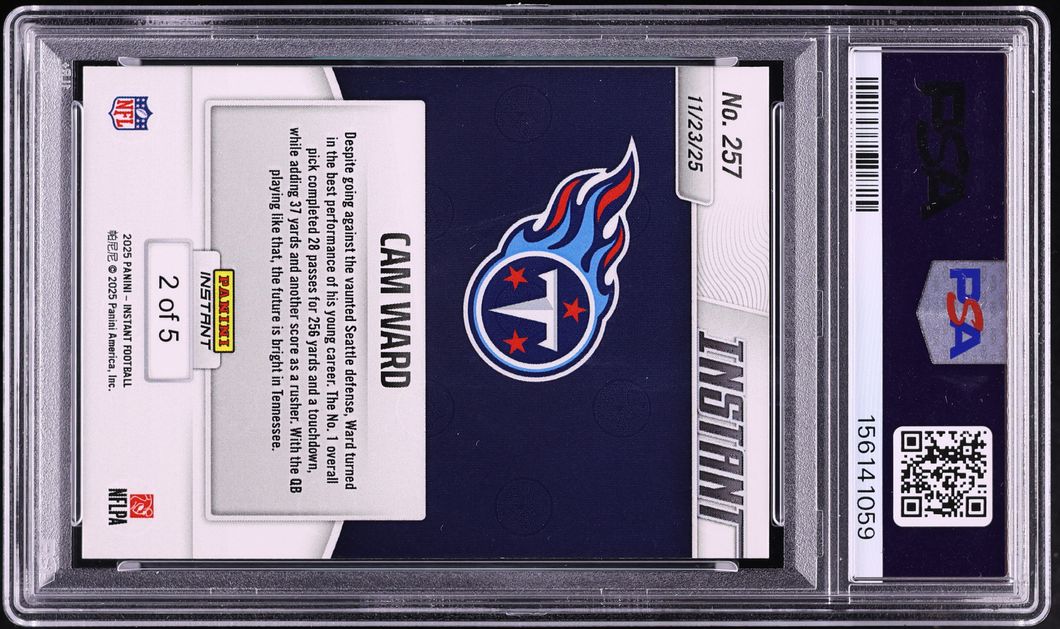 2025 Panini Instant NFL Lightning Cam Ward ROOKIE /5 #257 PSA 9 MINT