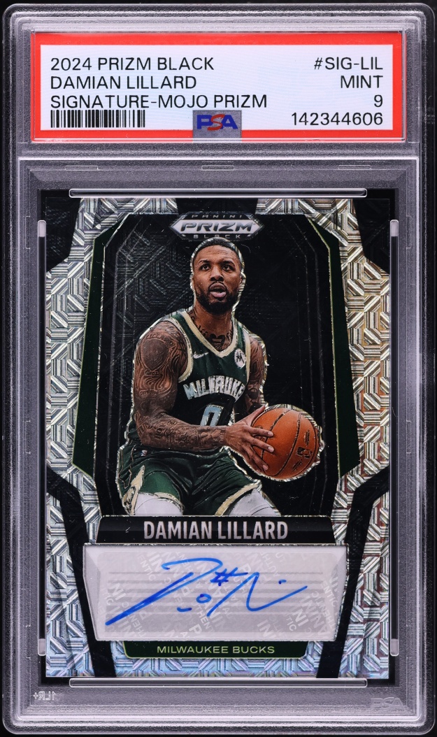 2024 Panini Prizm Black Mojo Damian Lillard AUTO /25 #SIG-LIL PSA 9 MINT