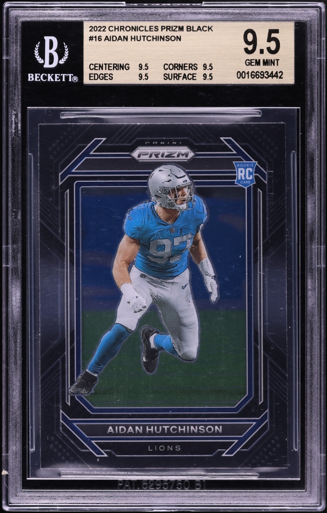 2022 Panini Chronicles Prizm Black Aidan Hutchinson ROOKIE #16 BGS 9.5 GEM MINT