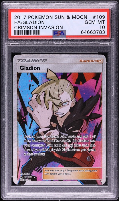 2017 Pokemon Sun & Moon Crimson Invasion Full Art Gladion #109 PSA 10 GEM MINT