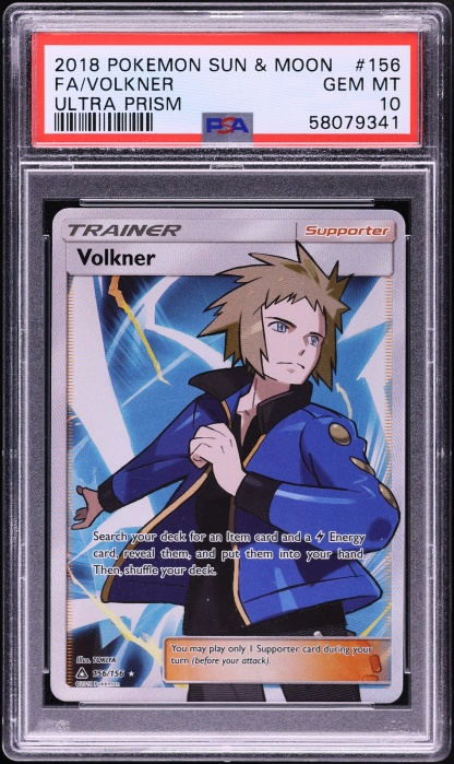 2018 Pokemon Sun & Moon Ultra Prism Full Art Volkner #156 PSA 10 GEM MINT
