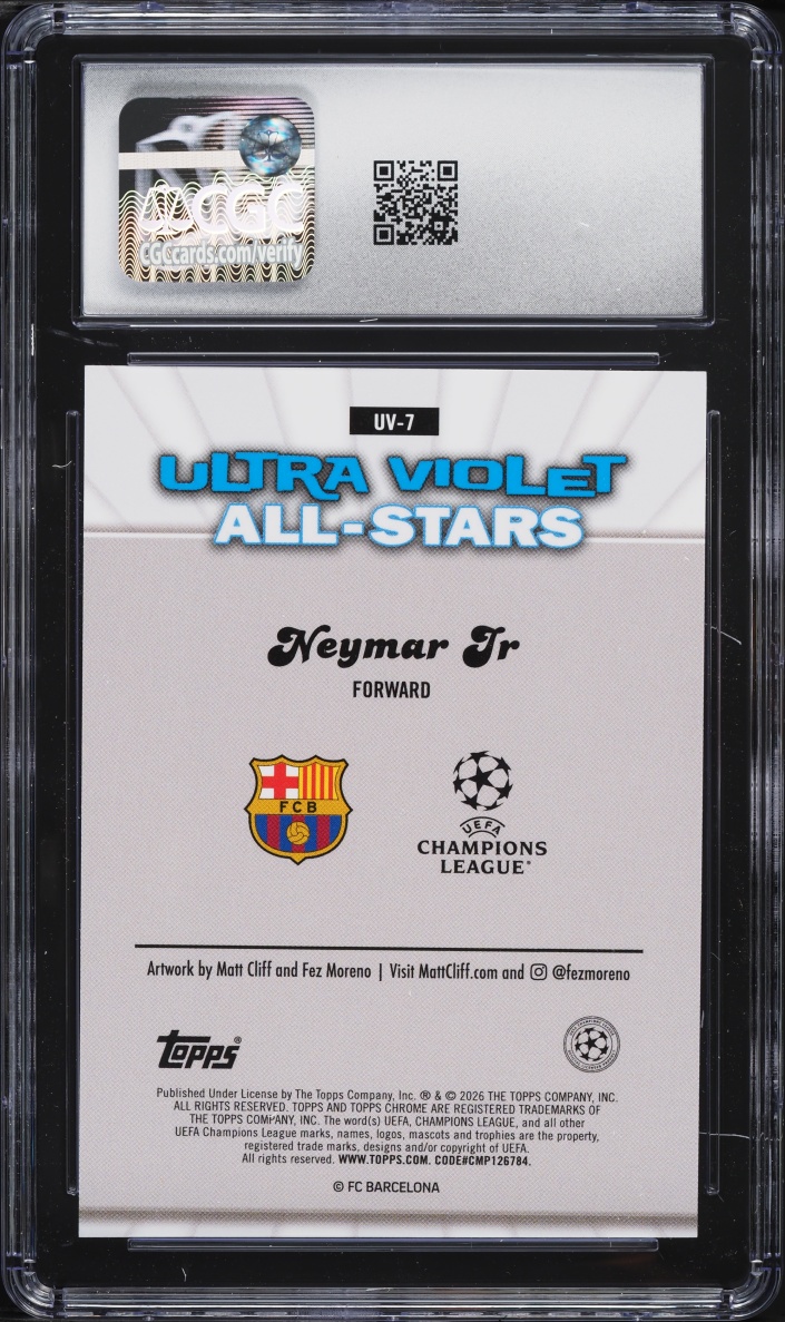 2025 Topps Chrome UEFA CC Ultra Violet Neymar Jr. #UV-7 CGC 8.5 NM-MT+