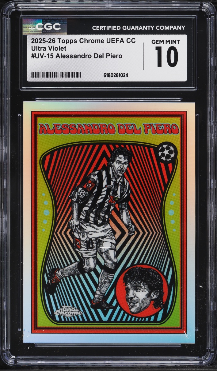 2025 Topps Chrome UEFA CC Ultra Violet Alessandro Del Piero #UV-15 CGC 10 GEM MINT