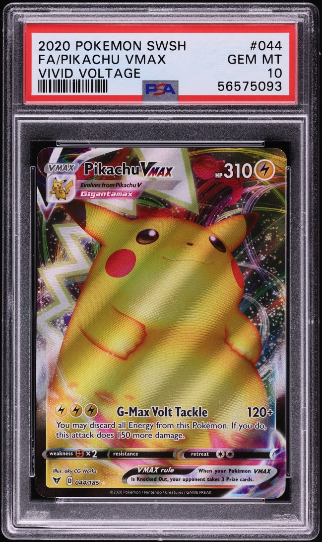 2020 Pokemon Sword & Shield Vivid Voltage Full Art Pikachu VMAX #44 PSA 10 GEM MINT