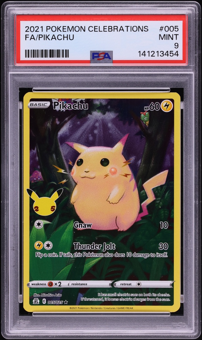 2021 Pokemon Sword & Shield Celebrations Full Art Pikachu #5 PSA 9 MINT