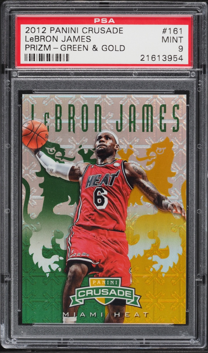 2012 Panini Crusade Prizm Green & Gold LeBron James /25 #161 PSA 9 MINT