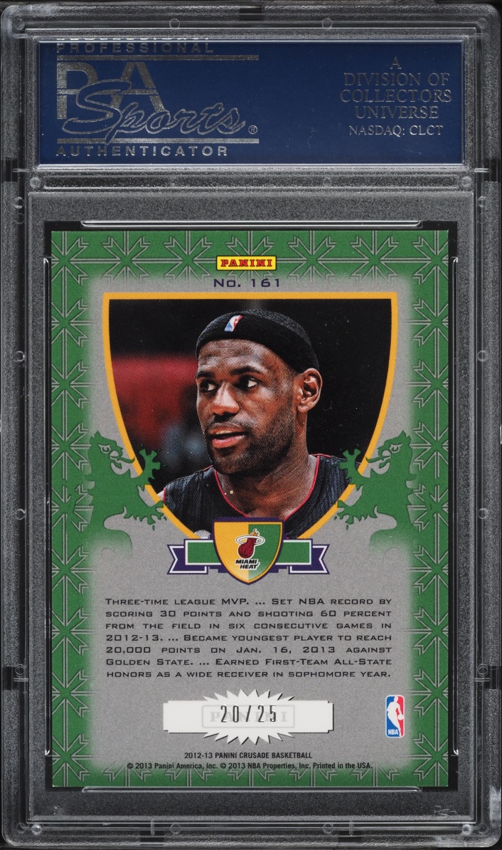 2012 Panini Crusade Prizm Green & Gold LeBron James /25 #161 PSA 9 MINT