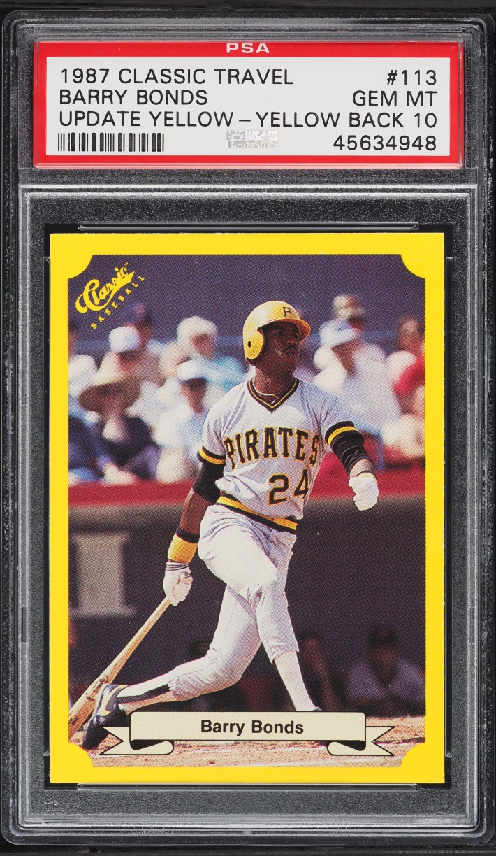1987 Classic Travel Update Yellow Back Barry Bonds ROOKIE #113 PSA 10 GEM MINT
