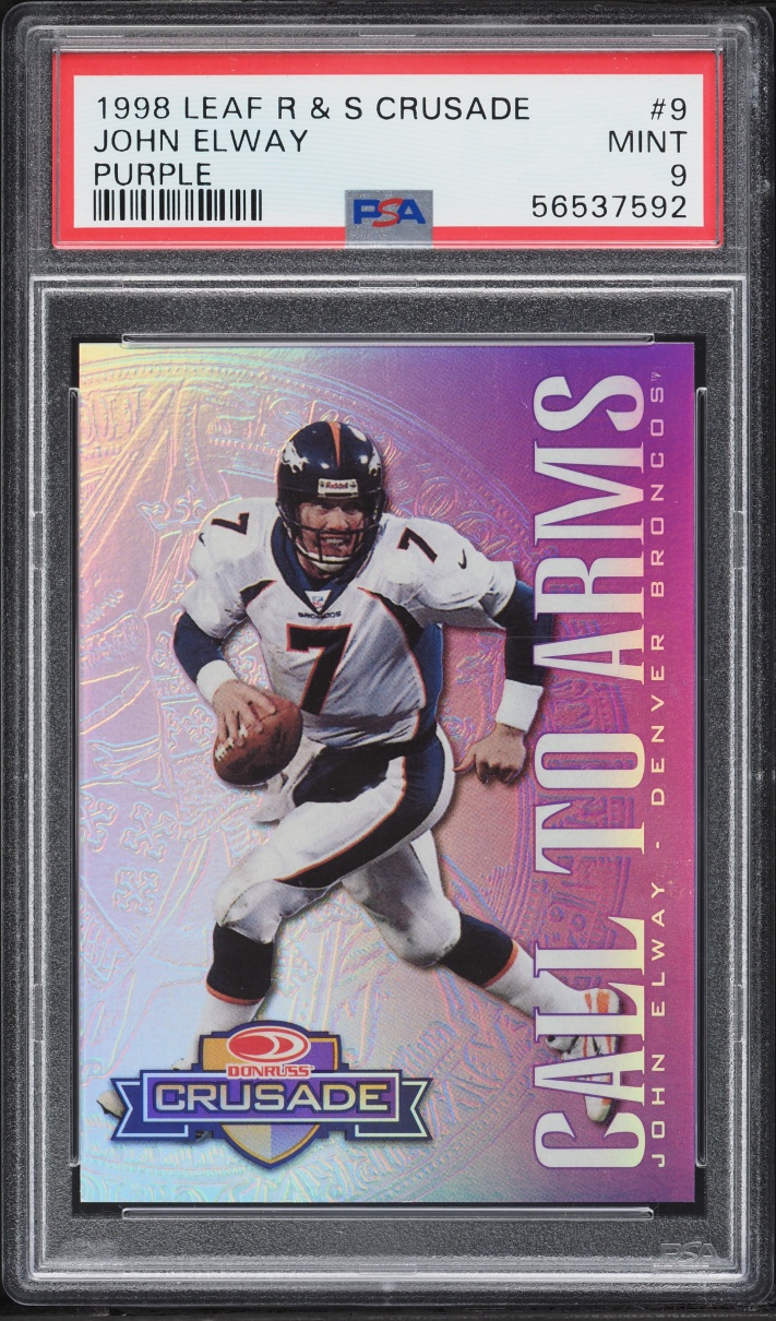 1998 Leaf Rookies & Stars Crusade Purple John Elway /100 #9 PSA 9 MINT