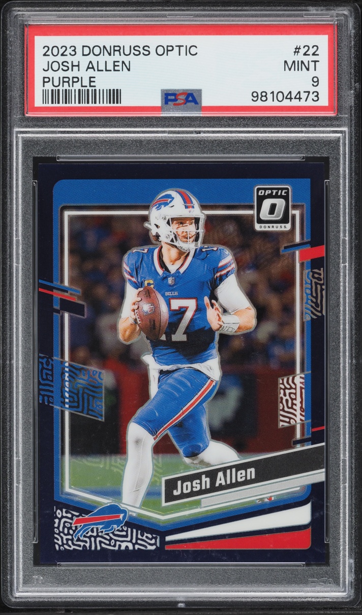 2023 Donruss Optic Purple Prizm Josh Allen /50 #22 PSA 9 MINT