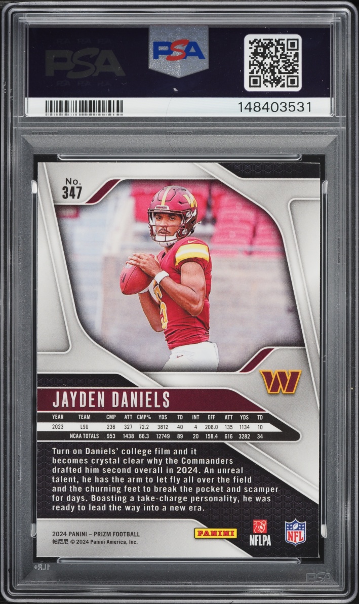 2024 Panini Prizm Jayden Daniels ROOKIE #347 PSA 9 MINT