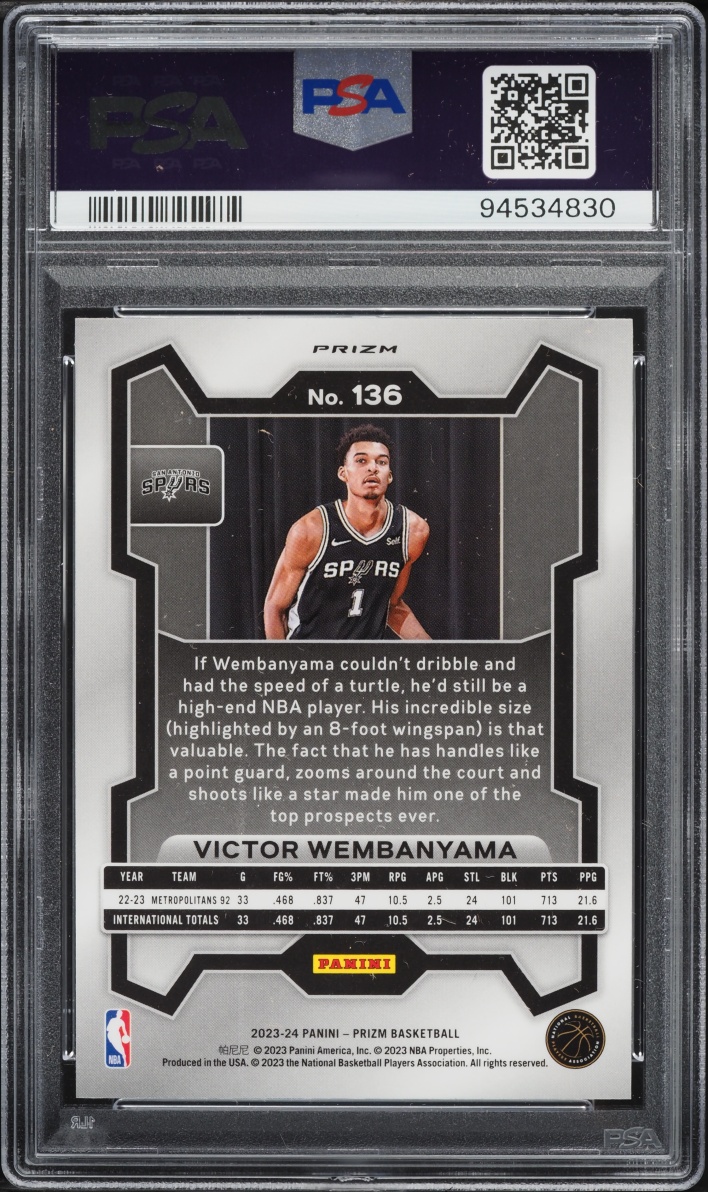 2023 Panini Prizm Pink Ice Victor Wembanyama ROOKIE #136 PSA 10 GEM MINT
