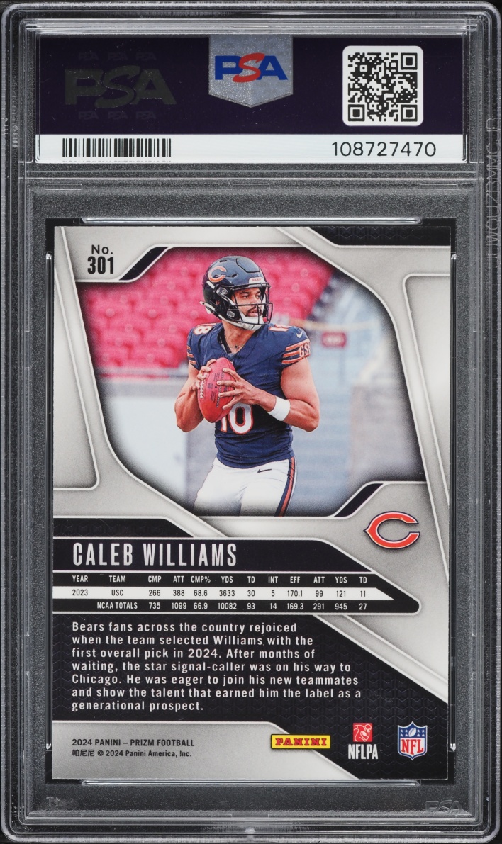 2024 Panini Prizm Caleb Williams ROOKIE #301 PSA 10 GEM MINT