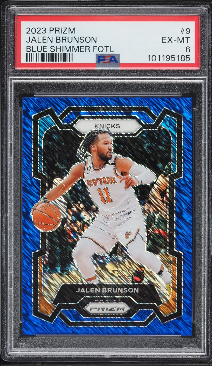2023 Panini Prizm Blue Shimmer FOTL Jalen Brunson /35 #9 PSA 6 EXMT