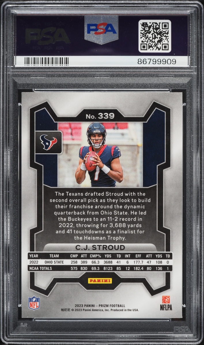 2023 Panini Prizm C.J. Stroud ROOKIE #339 PSA 9 MINT