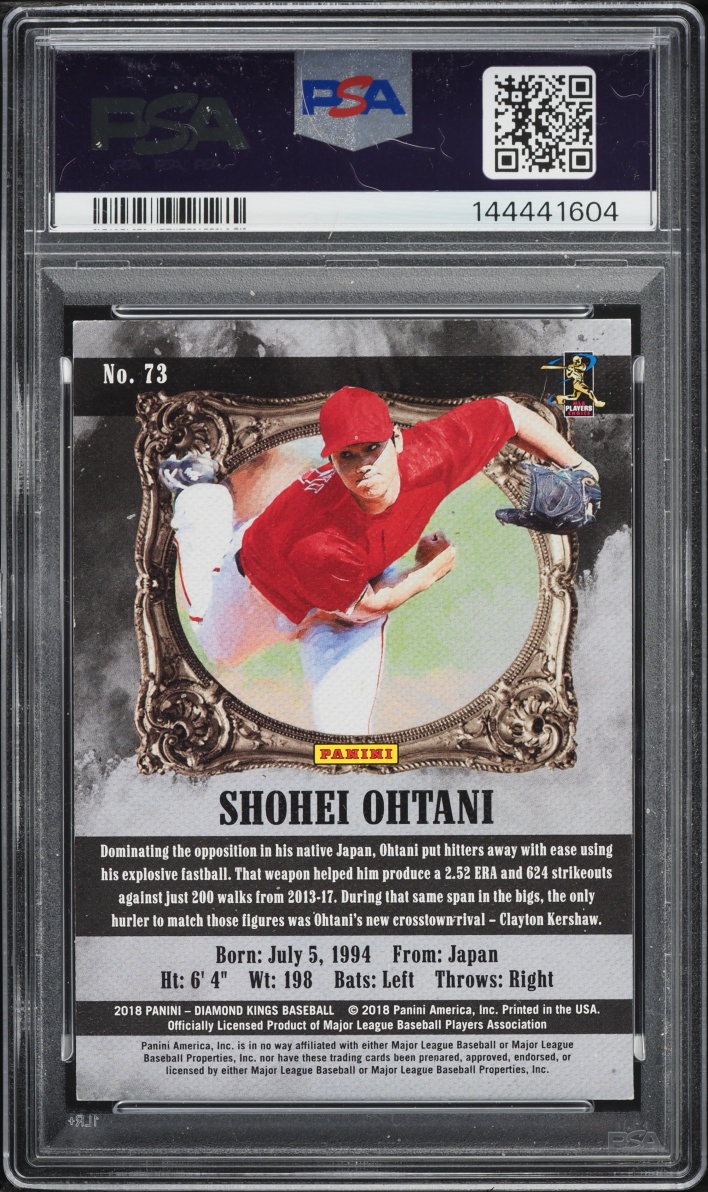 2018 Panini Diamond Kings Black & White Shohei Ohtani ROOKIE #73 PSA 8 NM-MT