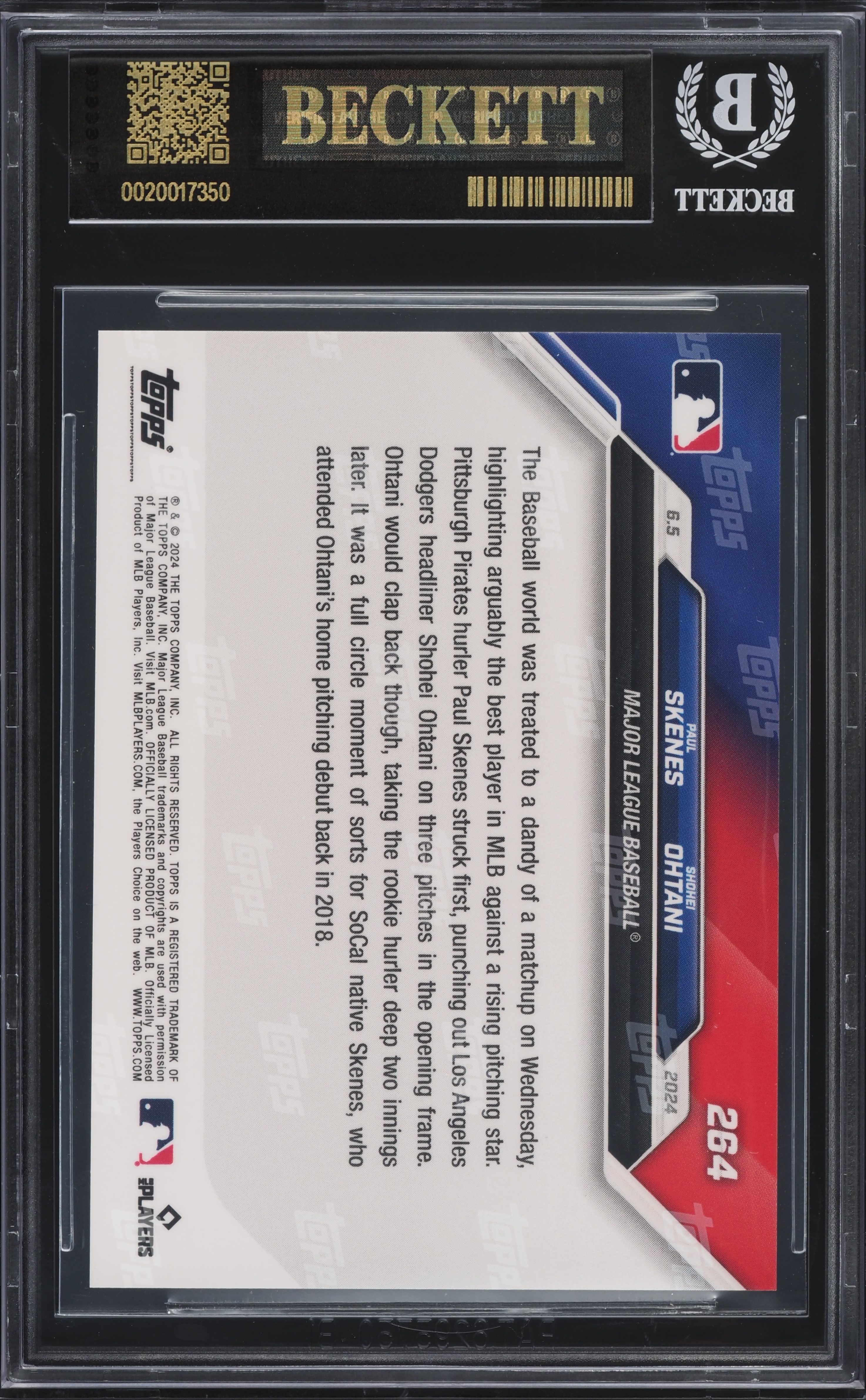 2024 Topps Now Shohei Ohtani & Paul Skenes ROOKIE #264 BGS 10 