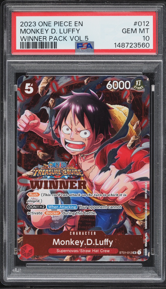 2023 One Piece Promo Winner Pack Volume 5 SR Alt Art Monkey D. Luffy #ST01-012 PSA 10 GEM MINT